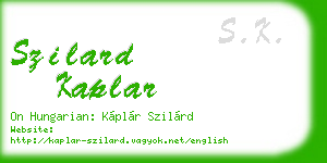 szilard kaplar business card