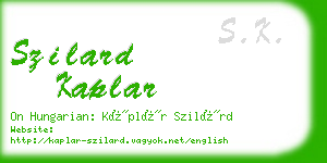 szilard kaplar business card